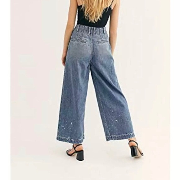 Free People WM Denim High-Waist Wide Jeans Blue - Picture 2 of 9